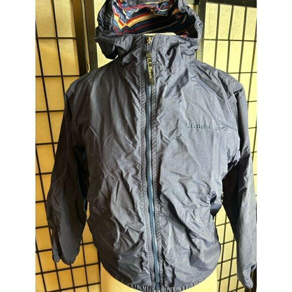 LL Bean Blue Hooded Zip Up Windbreaker Jacket - Picture 1 of 6